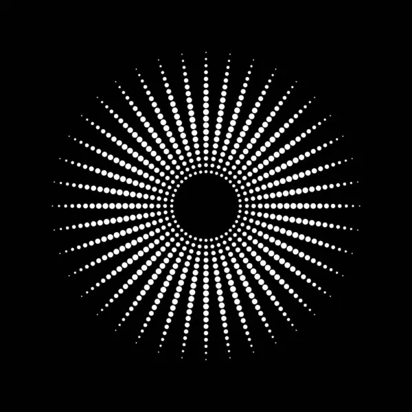 Radial beyaz noktalı çizgiler daire şeklinde, vektör illüstrasyonu