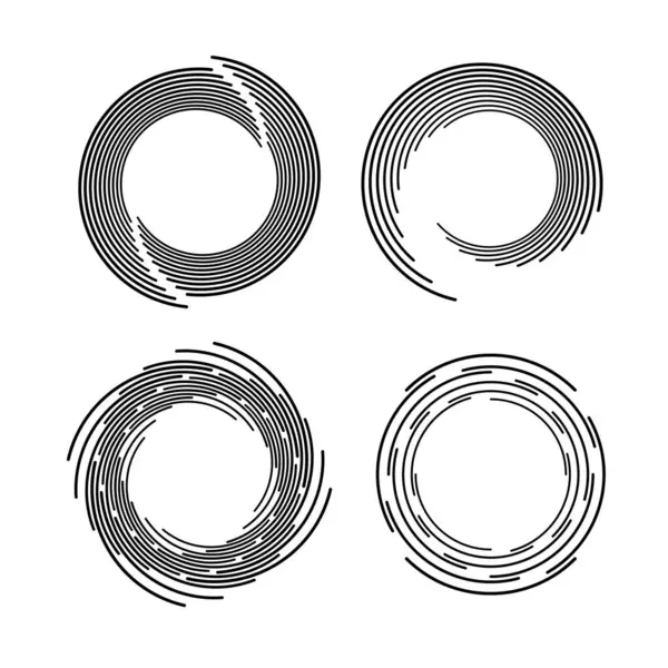 Sarmal formda soyut siyah vektör çizgileri kümesi, vektör illüstrasyonu