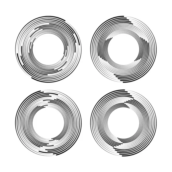 Çember biçiminde soyut siyah hız çizgileri kümesi, vektör illüstrasyonu