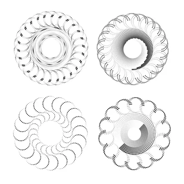 Soyut siyah noktalı şekiller kümesi, vektör illüstrasyonu