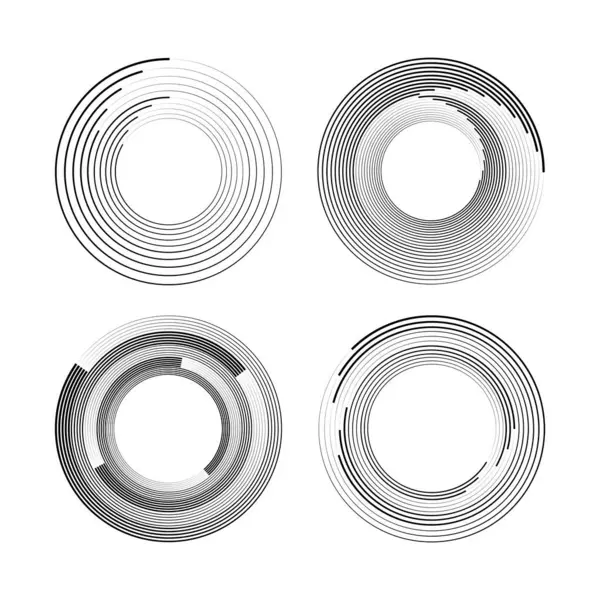 Çember biçiminde soyut hız çizgileri kümesi, vektör illüstrasyonu