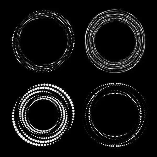 Girdap formunda soyut beyaz noktalı çizgiler kümesi, vektör illüstrasyonu