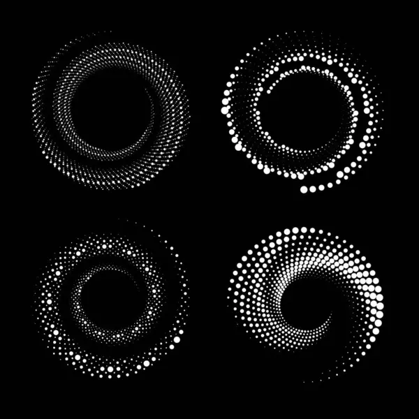 Girdap formunda soyut beyaz noktalı şekiller kümesi, vektör illüstrasyonu