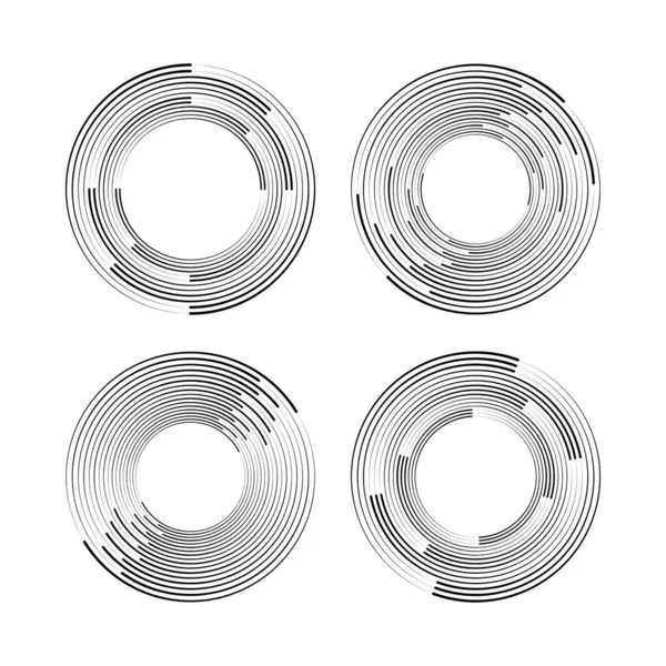 Çember biçiminde siyah soyut vektör çizgileri kümesi, vektör illüstrasyonu