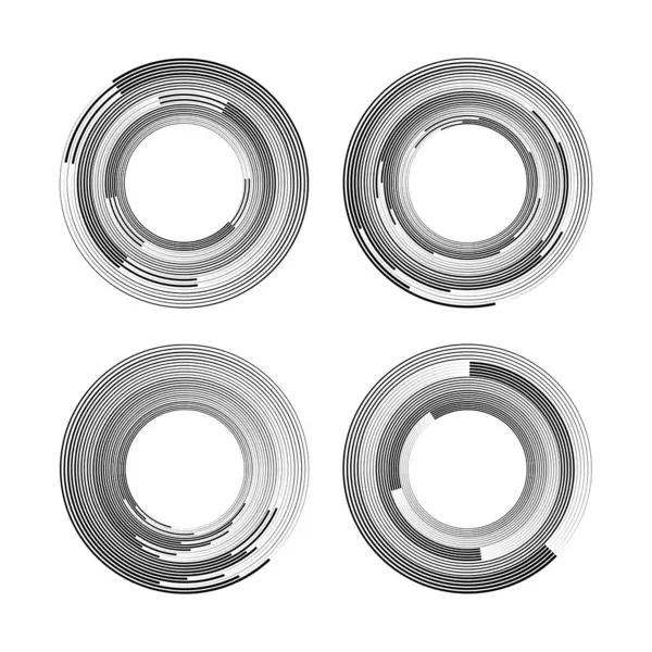 Daire biçiminde siyah radyal hız çizgileri kümesi, vektör illüstrasyonu