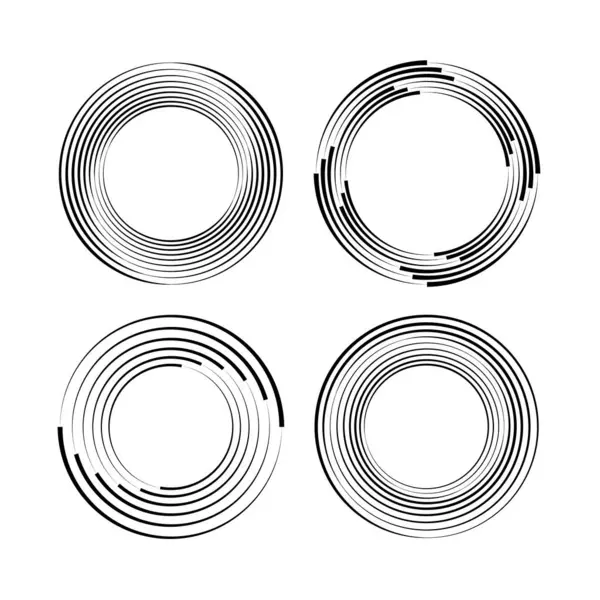 Daire biçiminde siyah vektör çizgileri kümesi, vektör illüstrasyonu
