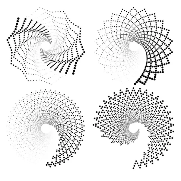 Sarmal formda siyah zigzag yarım ton noktalar kümesi, vektör illüstrasyonu