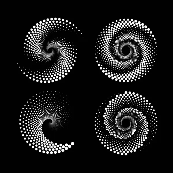 Beyaz soyut yarım tonlu noktalar kümesi sarmal formda, vektör illüstrasyonu
