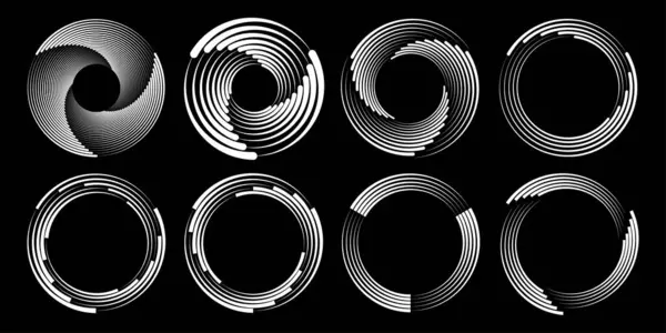 Girdap formunda beyaz kıvrımlı çizgiler kümesi, vektör illüstrasyonu