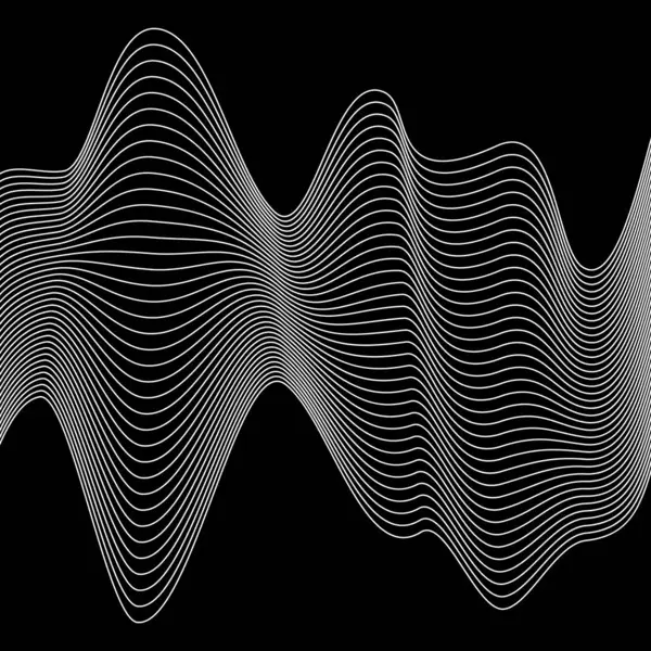 Siyah arkaplanda beyaz dalgalı çizgiler, vektör illüstrasyonu
