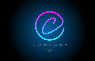 pink C alphabet letter logo icon design. Handwritten connected creative template for business and company