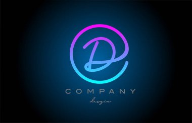 pink D alphabet letter logo icon design. Handwritten connected creative template for business and company