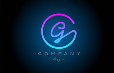 pink G alphabet letter logo icon design. Handwritten connected creative template for business and company