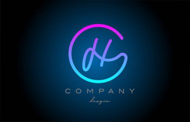 pink H alphabet letter logo icon design. Handwritten connected creative template for business and company