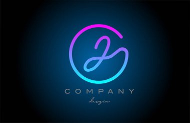 pink J alphabet letter logo icon design. Handwritten connected creative template for business and company