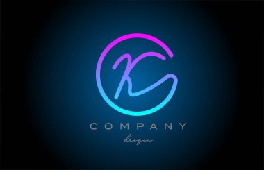 pink K alphabet letter logo icon design. Handwritten connected creative template for business and company