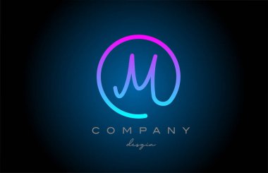 pink M alphabet letter logo icon design. Handwritten connected creative template for business and company
