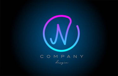 pink N alphabet letter logo icon design. Handwritten connected creative template for business and company