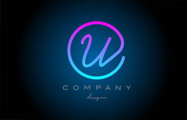 pink U alphabet letter logo icon design. Handwritten connected creative template for business and company