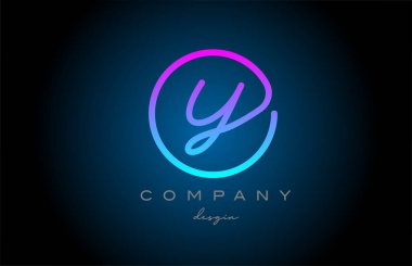 pink Y alphabet letter logo icon design. Handwritten connected creative template for business and company