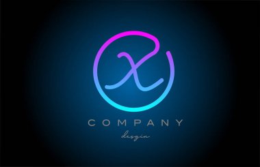 pink X alphabet letter logo icon design. Handwritten connected creative template for business and company