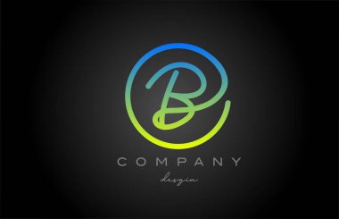 B green alphabet letter logo icon design. Handwritten connected creative template for business and company