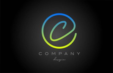 C green alphabet letter logo icon design. Handwritten connected creative template for business and company