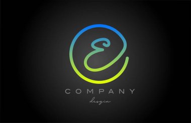 E green alphabet letter logo icon design. Handwritten connected creative template for business and company