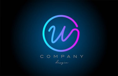 pink W alphabet letter logo icon design. Handwritten connected creative template for business and company