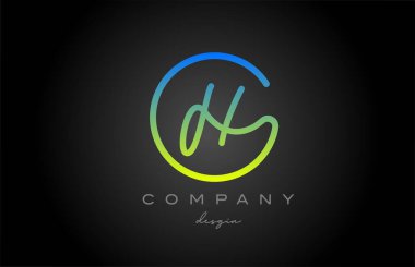 H green alphabet letter logo icon design. Handwritten connected creative template for business and company