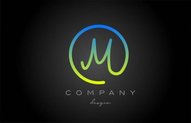 M green alphabet letter logo icon design. Handwritten connected creative template for business and company