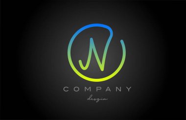 N green alphabet letter logo icon design. Handwritten connected creative template for business and company