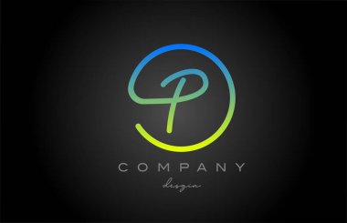 P green alphabet letter logo icon design. Handwritten connected creative template for business and company