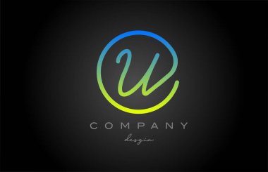 U green alphabet letter logo icon design. Handwritten connected creative template for business and company