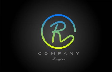 R green alphabet letter logo icon design. Handwritten connected creative template for business and company