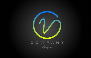 V green alphabet letter logo icon design. Handwritten connected creative template for business and company