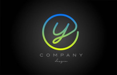 Y green alphabet letter logo icon design. Handwritten connected creative template for business and company
