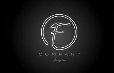 black and white line F alphabet letter logo icon design. Handwritten connected creative template for business and company
