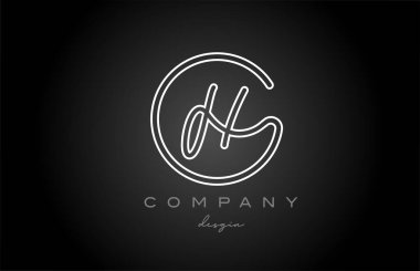 black and white line H alphabet letter logo icon design. Handwritten connected creative template for business and company