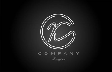 black and white line K alphabet letter logo icon design. Handwritten connected creative template for business and company