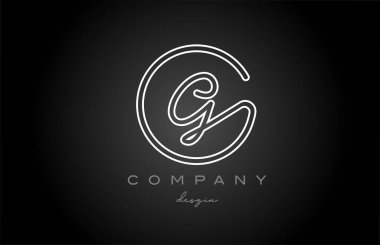 black and white line G alphabet letter logo icon design. Handwritten connected creative template for business and company