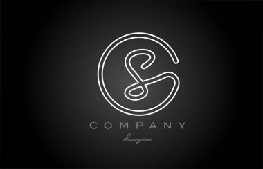 black and white line S alphabet letter logo icon design. Handwritten connected creative template for business and company