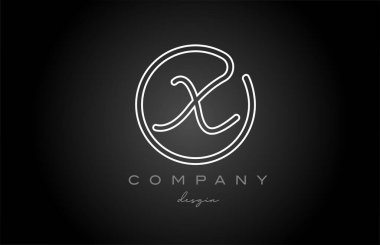 black and white line X alphabet letter logo icon design. Handwritten connected creative template for business and company