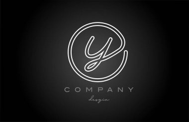 black and white line Y alphabet letter logo icon design. Handwritten connected creative template for business and company
