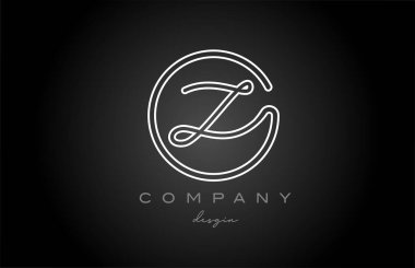 black and white line Z alphabet letter logo icon design. Handwritten connected creative template for business and company