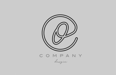 black and grey O alphabet letter logo icon design with line. Handwritten connected creative template for business and company