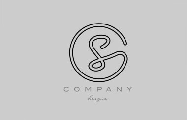 black and grey S alphabet letter logo icon design with line. Handwritten connected creative template for business and company