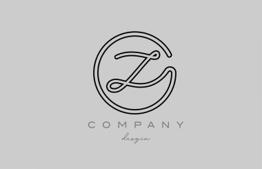 black and grey Z alphabet letter logo icon design with line. Handwritten connected creative template for business and company