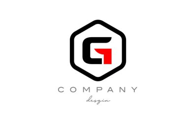 siyah ve beyaz G alfabe harf simgesi simgesi tasarımlı altıgen. Şirket ve iş için yaratıcı şablon