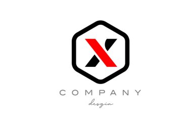 Altıgen harfli siyah-beyaz alfabe simge tasarımı. Şirket ve iş için yaratıcı şablon